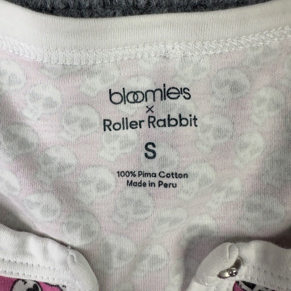 Bloomies x Roller Rabbit 2PC Pajama Set S Pink Skull Sleepwear Coquette Romantic - Picture 4 of 16